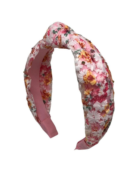 Bari Lynn - Flower Lace Headband - Pink