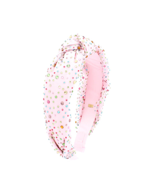 Bari Lynn - Tulle Jeweled Knot Headband - Light Pink