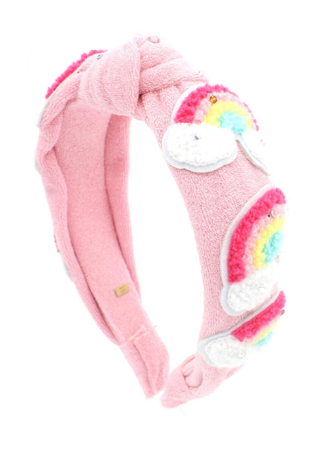 Bari Lynn - Terry Knot Headband - Pink Rainbow Patch