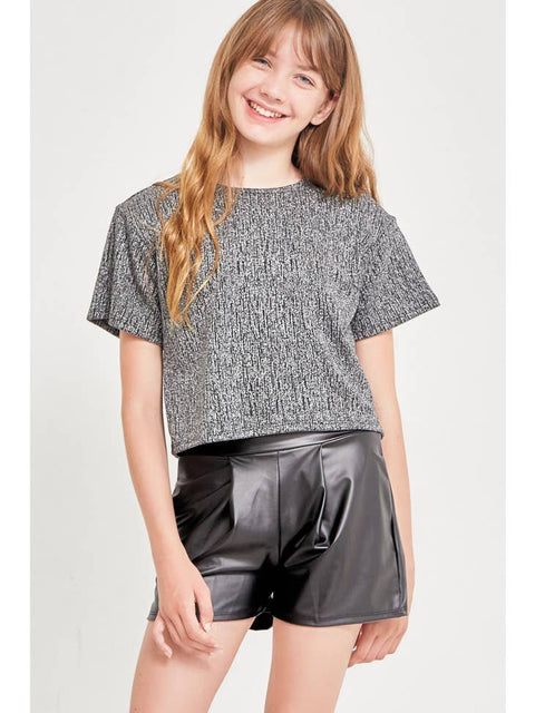 Good Girl - Faux Leather Pleated Shorts - Black