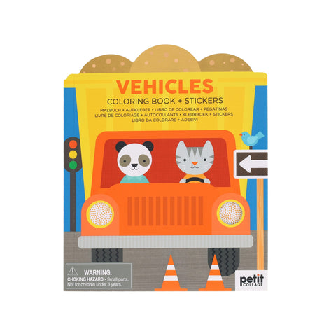 Petit Collage - Coloring Book With Stickers - Vehicles