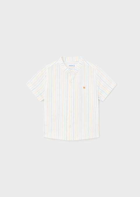 Mayoral - Short Sleeve Linen Mao Collar Shirt - Multicolor