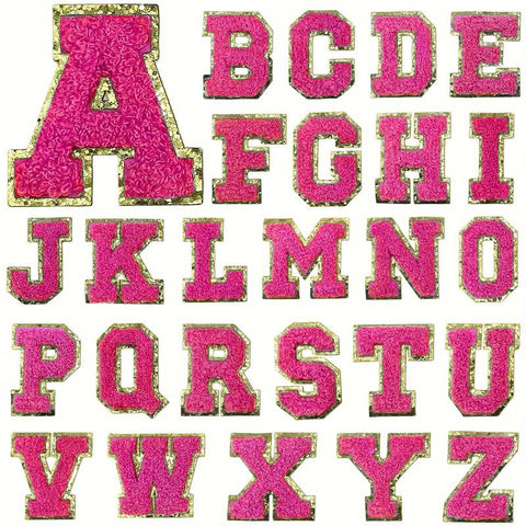 Happy Barb - Alphabet Patch - Hot Pink Chenille