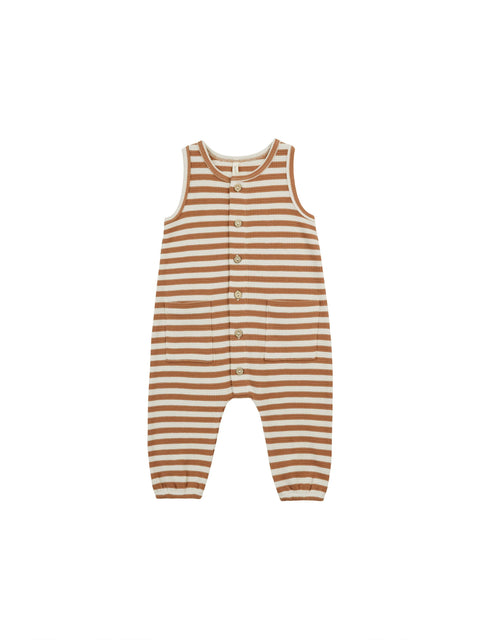 Quincy Mae - Waffle Jumpsuit - Clay Stripe
