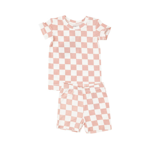 Angel Dear - Short Loungewear Set - Pink Checkerboard