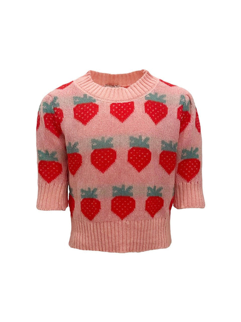 Lola & The Boys - Puff Sleeve Sweater - Strawberry