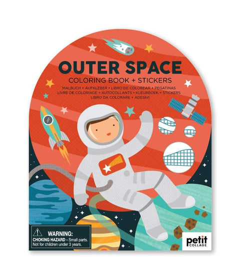 Petit Collage - Coloring Book With Stickers - Outer Space
