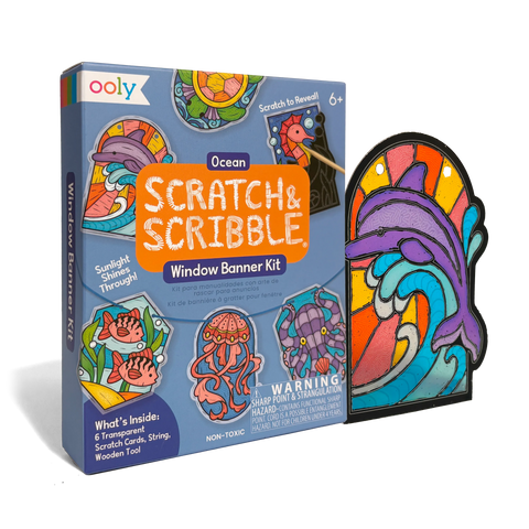 Ooly - Mini Scratch & Scribble Window Banner Kit - Ocean