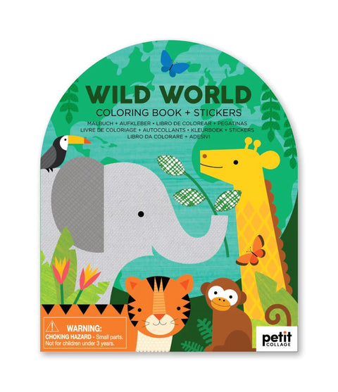 Petit Collage - Coloring Book With Stickers - Wild World