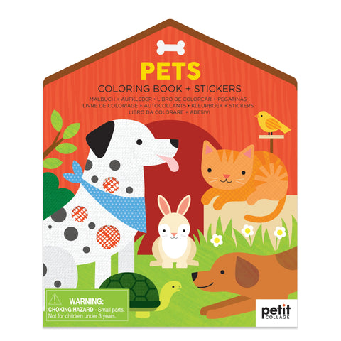 Petit Collage - Coloring Book With Stickers - Pets