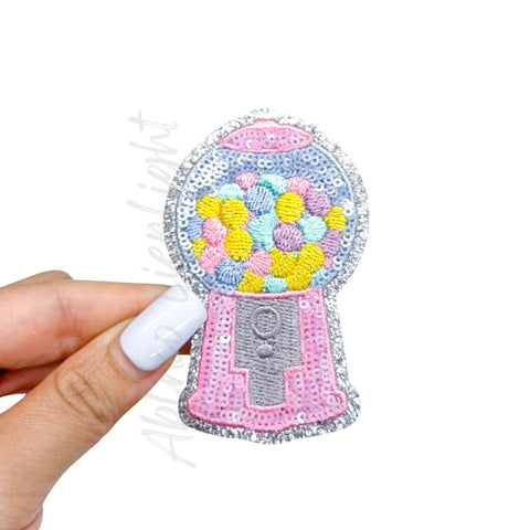 Iron on Patch - Pink Gumball Machine Sequin