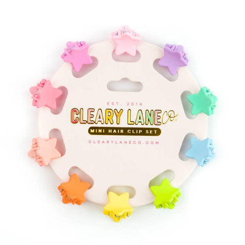 Cleary Lane - Hair Clip Set - Pastel Rainbow Stars