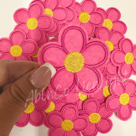 Iron on Patch - 3" Pink Daisy Flower