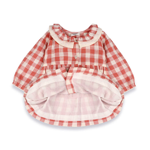 Viverano - Holly Gingham Baby Dress & Bloomer - Cranberry Rust