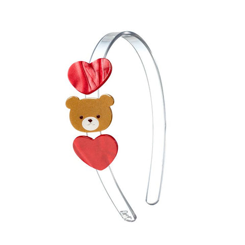 Lilies & Roses - Headband - Pearlized Red Heart Bear