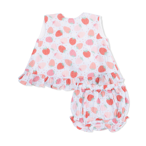 Angel Dear - Ruffle Back Top & Bloomer - Strawberry Bliss