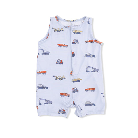 Angel Dear - Sleeveless Shortie Romper - Construction Vehicles
