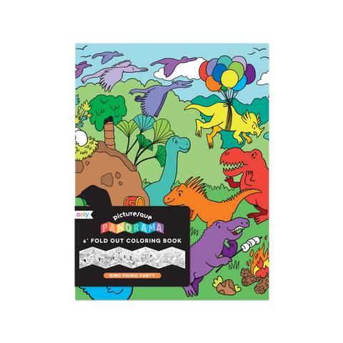 Ooly - Picturesque Panormama Coloring Book - Dino Picnic Party