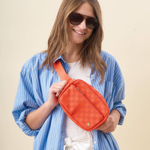 Urban Check Belt Bag - Orange