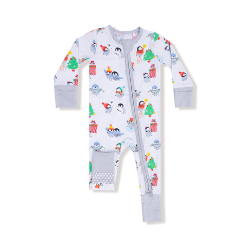 Angel Dear - 2 Way Zipper Romper - Holiday Penguins
