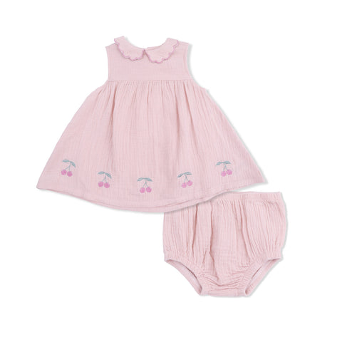 Angel Dear - Petal Collar Dress Set - Muslin Lotus