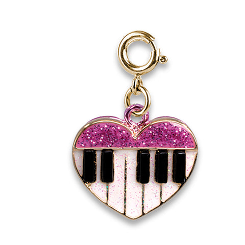 Bracelet Charms - Gold Glitter Piano Heart