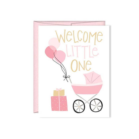 Pen & Paint - Baby Shower Card - Little One Pink Balloons