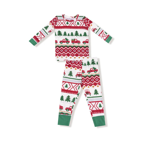 Angel Dear - Long Sleeve Loungewear Set - Red Truck Fair Isle