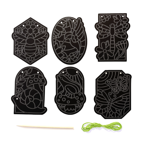 Ooly - Mini Scratch & Scribble Window Banner Kit - Garden