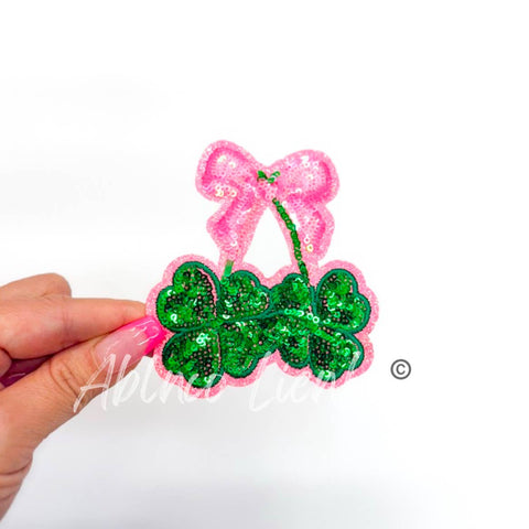 Iron on Patch - Bow and Clovers