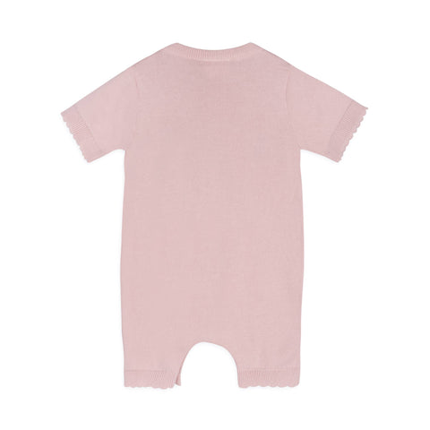 Viverano - Furry Bunny Embroidered Baby Knit Romper - Pink