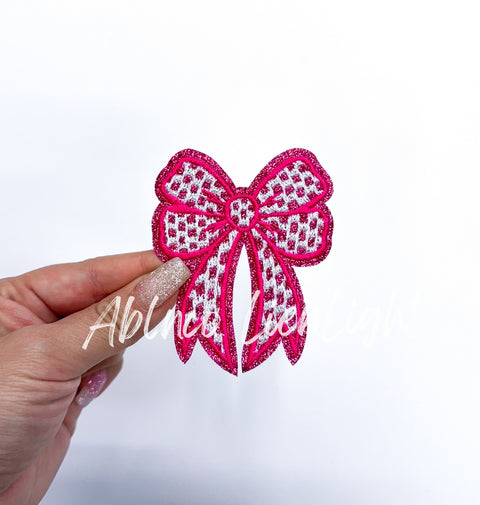 Iron on Patch - Checkered Embroidery Bow