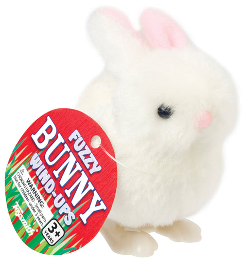 Toysmith - Wind Ups- White Fuzzy Bunny