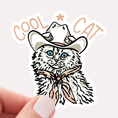 Sticker - Cool Cat w/ Cowboy Hat