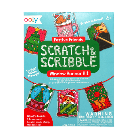 Ooly - Mini Scratch & Scribble Window Banner Kit - Festive Friends