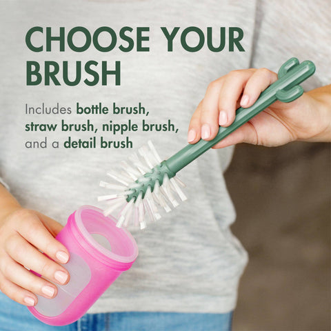 Boon - Cacti Bottle Cleaning Brush Set - Dark Green