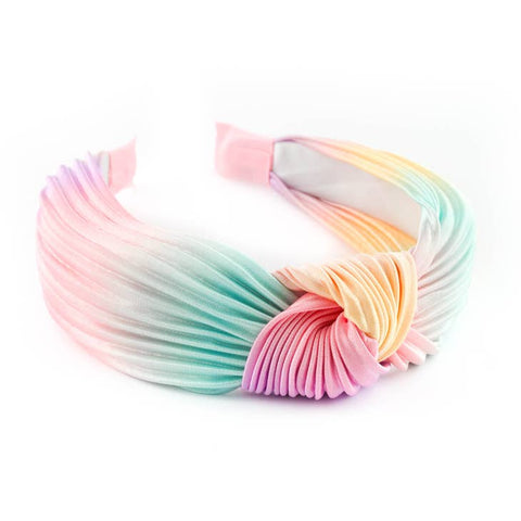 Cleary Lane - Silk Knotted Headband - Pastel Rainbow