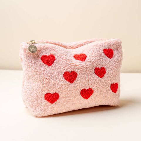 Teddy Pouch - Hearts Pink