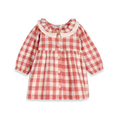 Viverano - Holly Gingham Baby Dress & Bloomer - Cranberry Rust