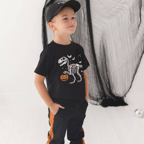 Sweet Wink - Striped Jogger - Black & Orange