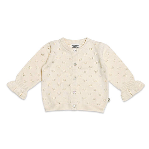 Viverano - Milan Pointelle Knit Ruffle Cardigan - Cream