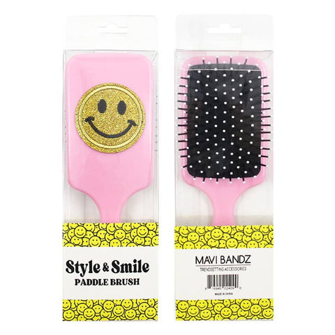 Mavi Bandz - Paddle Hair Brush - Glitter Smiley