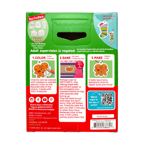 Ooly - Mini Shrink-Its! DIY Shrink Art Kit - Holly Jolly