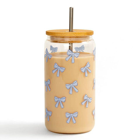 Pippi Post - Glass Can - Blue Bows