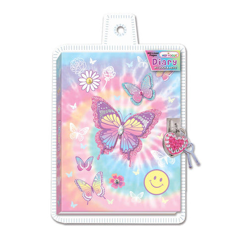 Diary with Lock & Keys - Tie Dye Butterfly