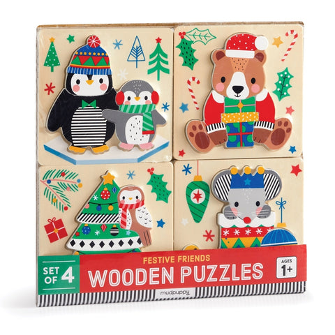 Mudpuppy - Wooden Puzzles - Festive Friends