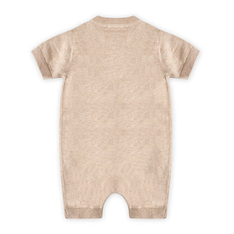 Viverano - Dino Applique Baby Knit Romper - Oat Heather
