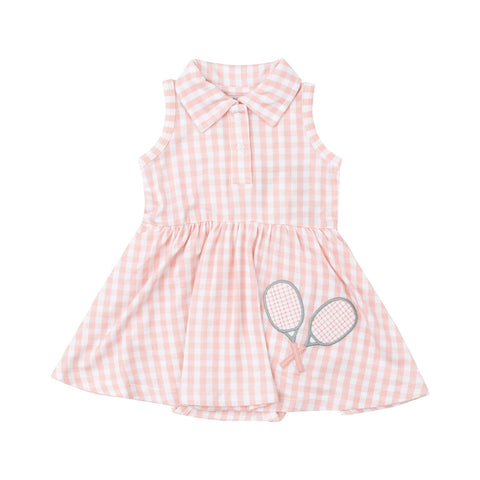 Angel Dear - Tennis Tank Bodysuit Dress - Mini Pink Gingham