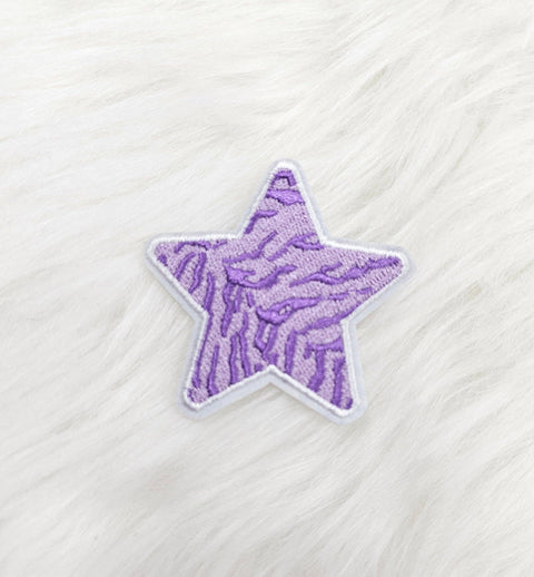 Embroidery Iron On Patch - Purple Animal Tiger Stripe Star