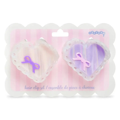Hair Clips Set - Heart Bow